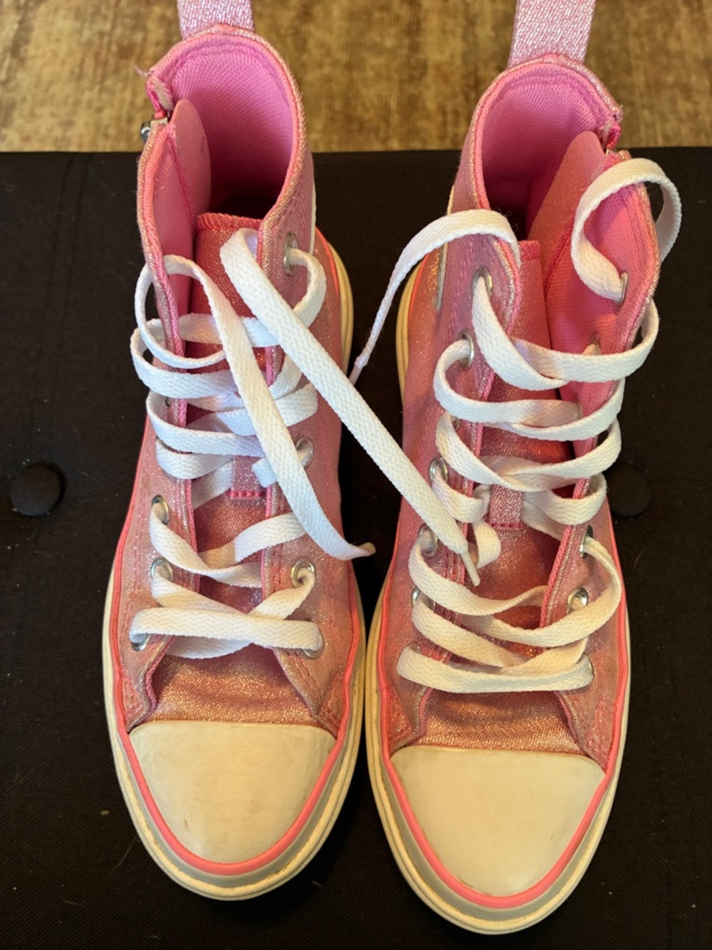 Converse Pink High-Top Glitter Canvas Sneakers with White Laces